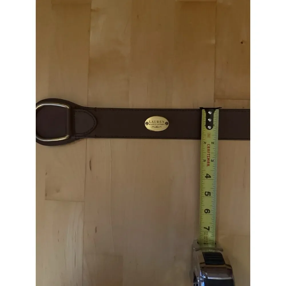 Lauren Ralph Lauren D Ring Wide Brass Buckle Brown Leather Belt Equestrian M